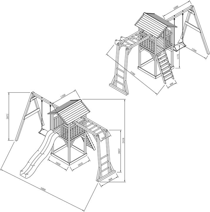 Actual product image Axi Beach Tower Play Tower with Climbing Frame and Single Swing - Blue Slide