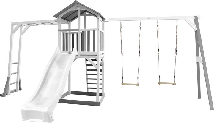 Axi Beach Tower Tour de jeux avec portique et balançoire double - Toboggan blanc