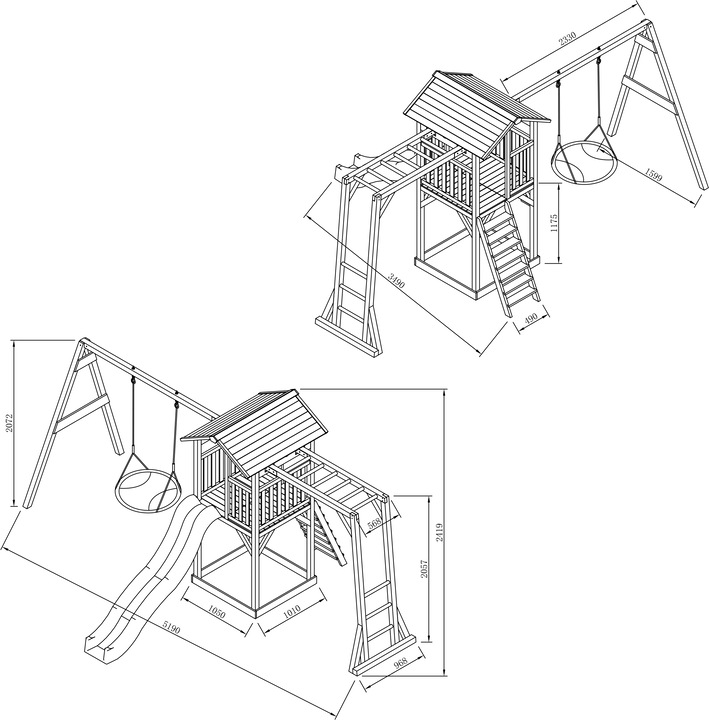 Produktbild Axi Beach Tower Spielturm mit Klettergerüst und Summer Nestschaukel - Graue Rutsche