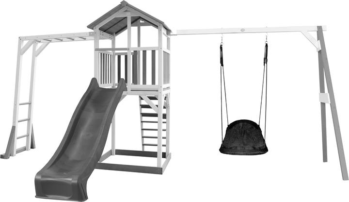 Axi Tour de jeux Beach Tower avec portique d'escalade et balançoire nid d'oiseau Roxy - Toboggan gris