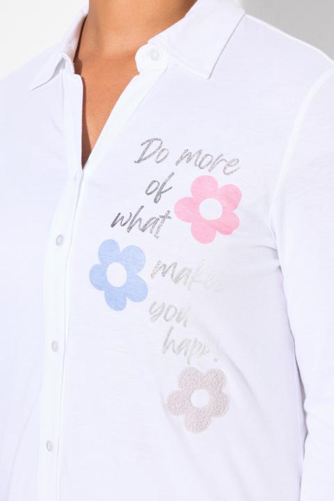 Produktbild Miamoda Jerseybluse, A-Linie, 3D-Blüten, Langarm (46)