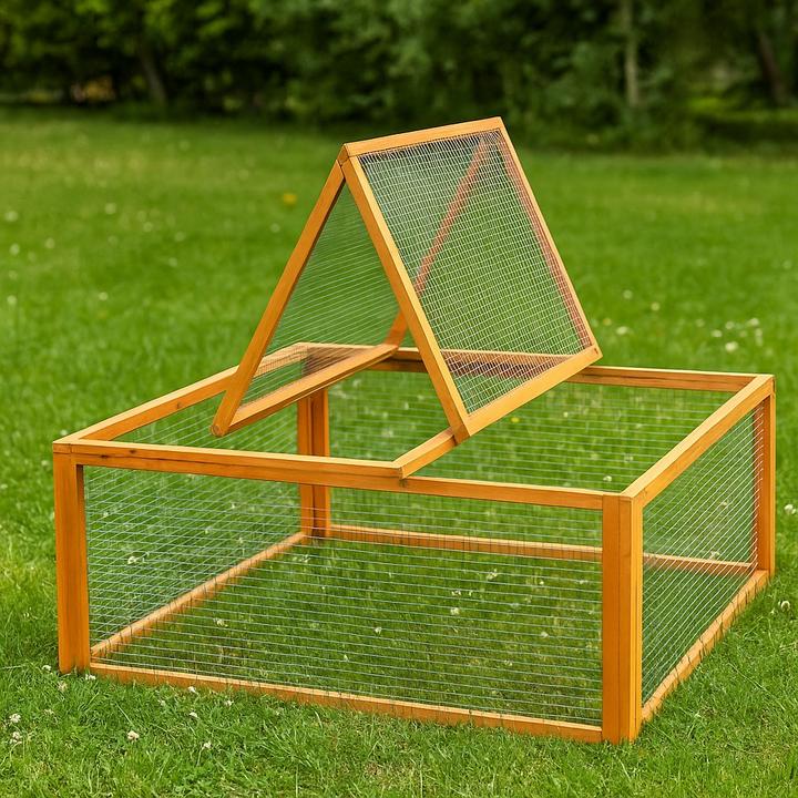 Actual product image Wiltec Free-range enclosure wood 1000x1000x450mm Free-range hutch for small animals Rabbits