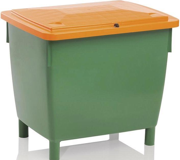 Immagine prodotto Craemer Bidone per graniglia L945xL725xH930 mm 400 l HD-PE verde/arancio senza scivolo di rimozione