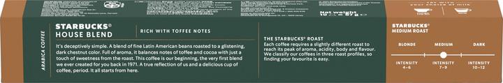 Nährwerte und Zutaten Starbucks House Blend by Nespresso Medium Roast (10 x Port.)