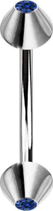 Produktbild Star Piercing Micro Banane silber mit zwei Cones Kristall dunkelblau (ohne Messing, Chirurgenstahl 316L)