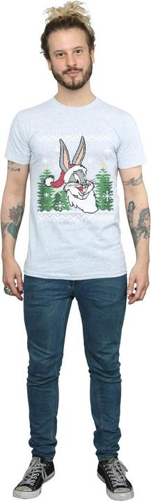 Actual product image Looney Tunes Mens Bugs Bunny Christmas Fair Isle T-Shirt (3XL)