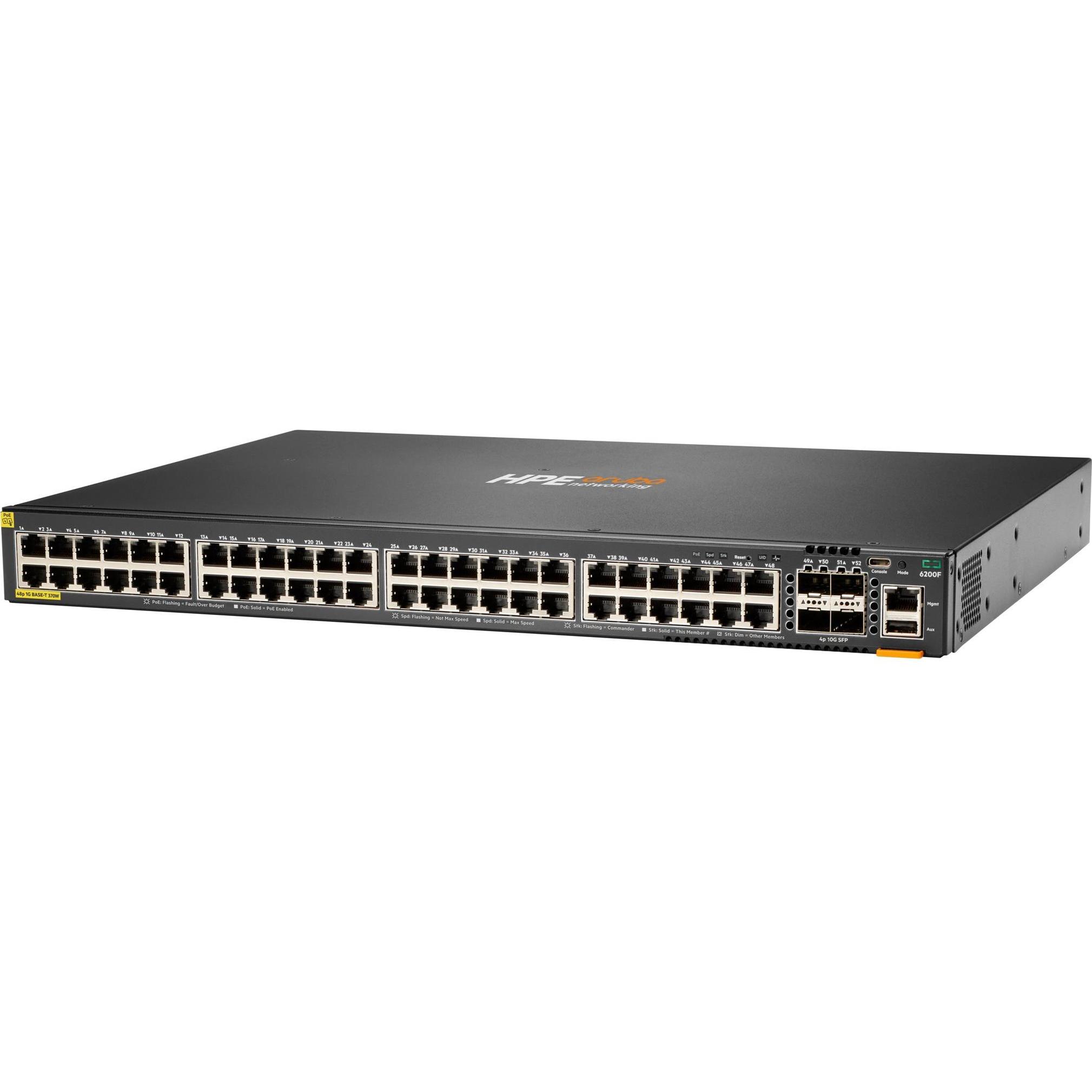 Aruba Nero Switch Hpe Networking Cx 6200F 48G 4Sfp+ (En) (48 Porte), Switch Di Rete,