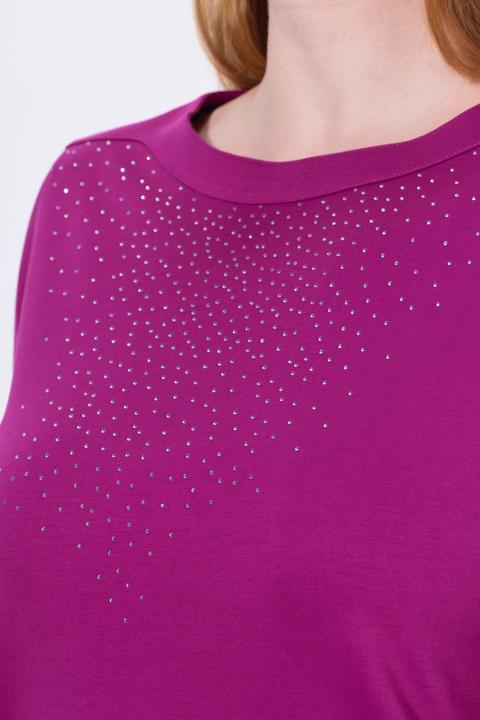 Produktbild Ulla Popken Shirt, Ziersteine, U-Boot-Ausschnitt, 3/4-Arm, Pima Cotton (50, 52)