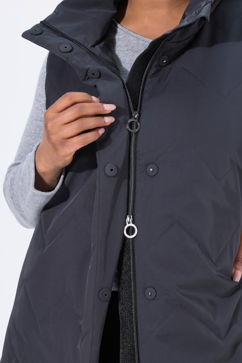 Produktbild Ulla Popken Long-Steppweste, A-Linie, Stehkragen, Seiten-Druckknöpfe (42, 44)