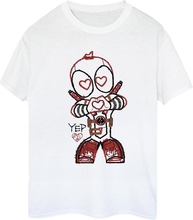 Actual product image Womens/Ladies Deadpool Love Beam Line Cotton Boyfriend T-Shirt (S)