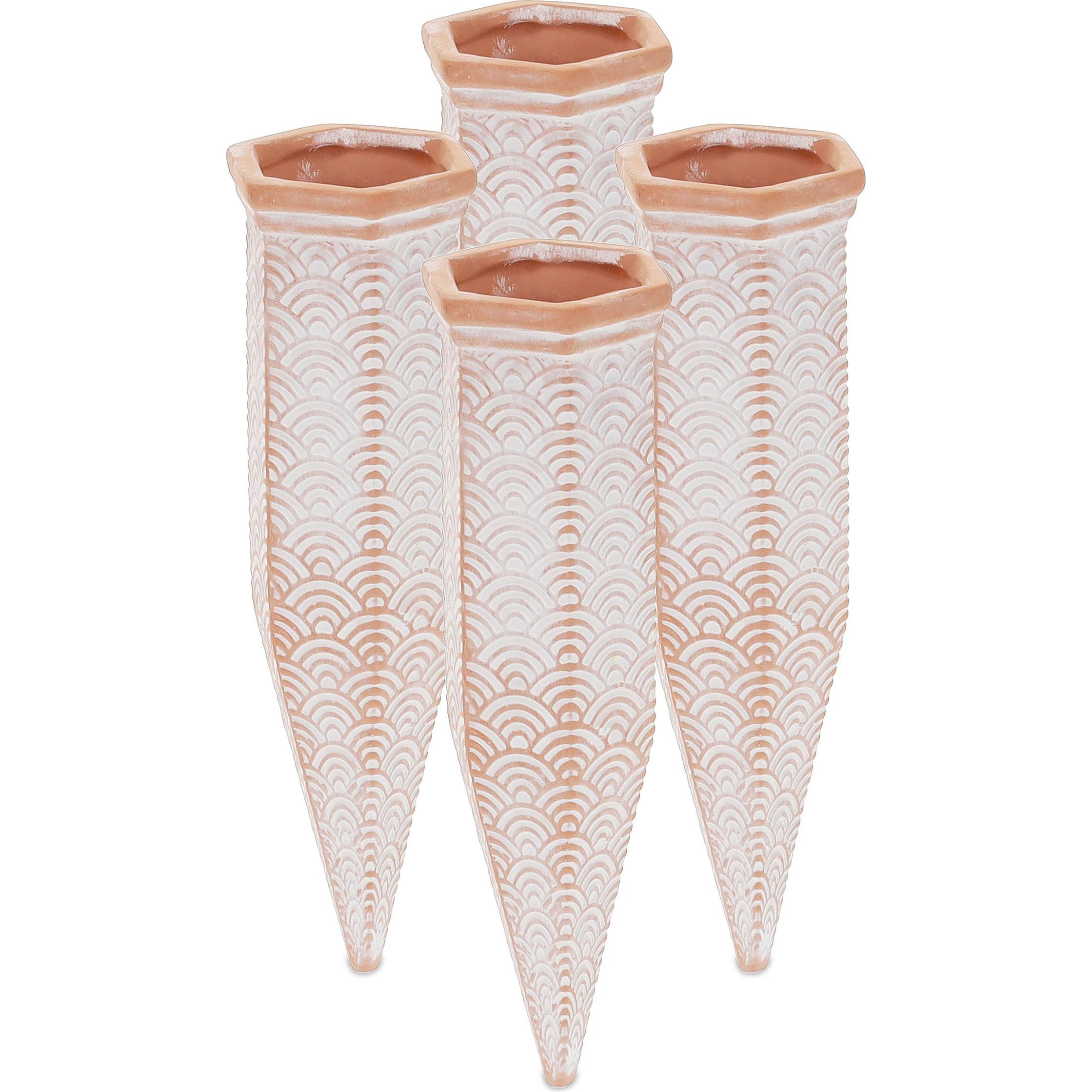 Relaxdays, Bewässerungskugeln + Tonkegel, 4x Tonkegel (Tonkegel Bewässerung)