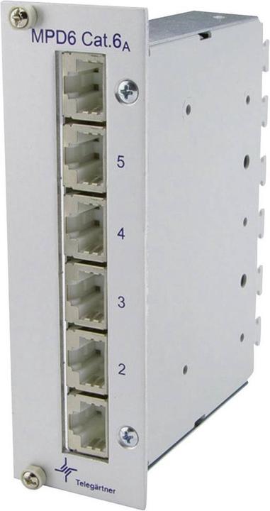 Produktbild Telegärtner Netzwerk Patchpanel 6 Port Mini 6a mit Frontplatte