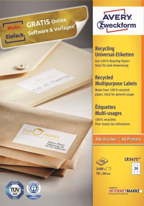 Actual product image Avery Recycling Universal Labels