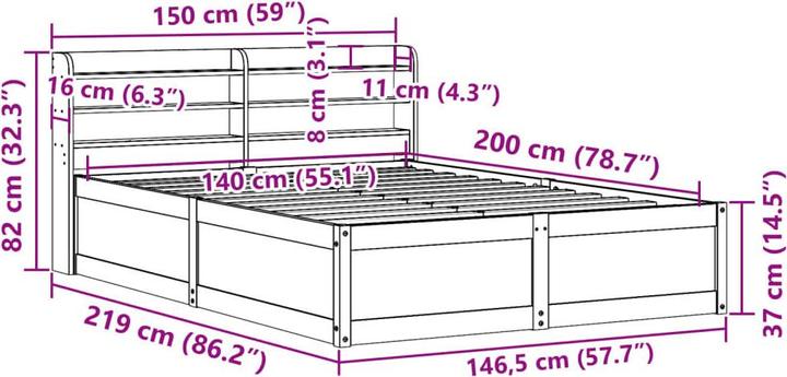 Actual product image vidaXL Bettrahmen (140 x 200 cm)