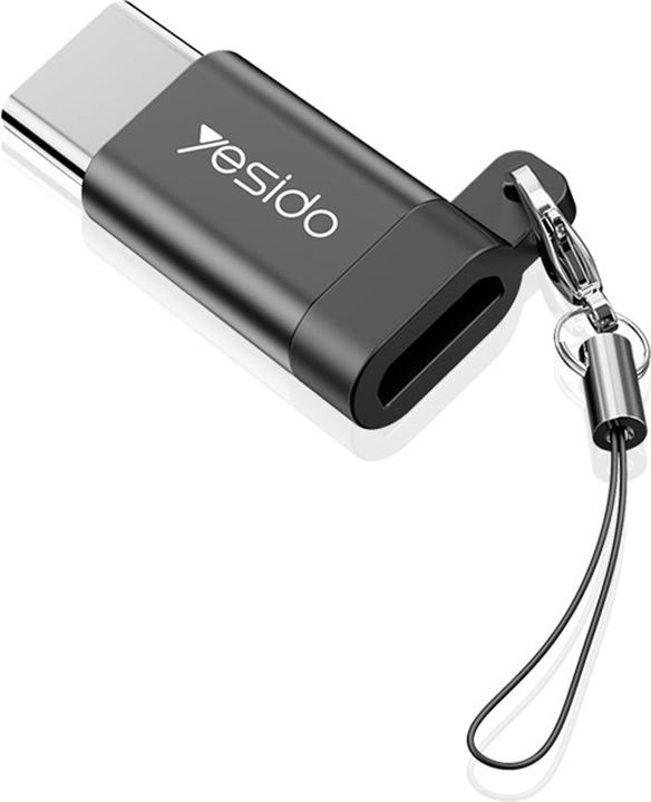 Yesido - OTG Adapter (GS04) - Micro-USB to Type-C, Plug & Play, 480Mbps - Black (Micro USB)