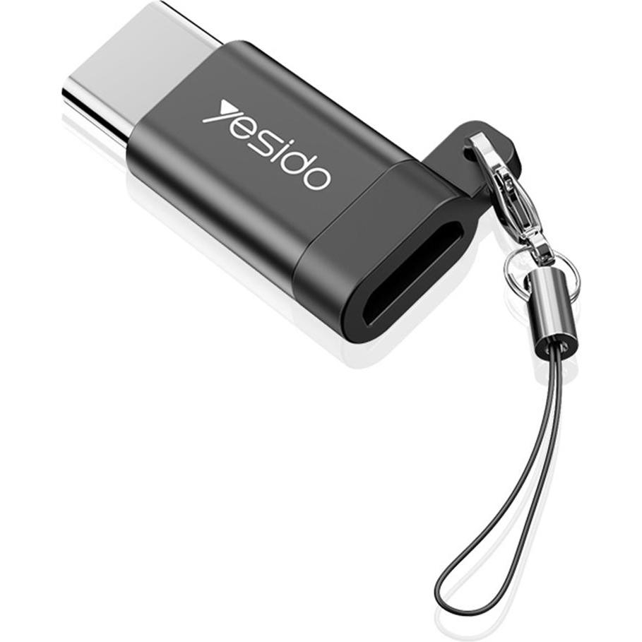 Yesido - OTG Adapter (GS04) - Micro-USB to Type-C, Plug & Play, 480Mbps - Black (Micro USB, USB-C), Adattatore dispositivo mobile, Nero