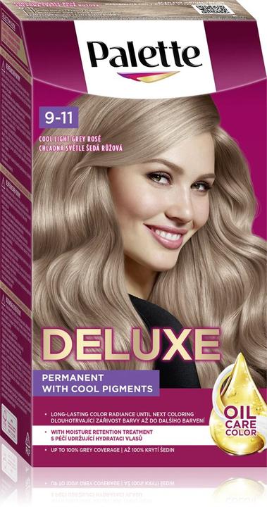 Palette Deluxe Oil-Care Color Permanent Hair Dye With Micro-Oils 9-11 Cool Lightweight (9-11 Cool Light Rosy Blonde)