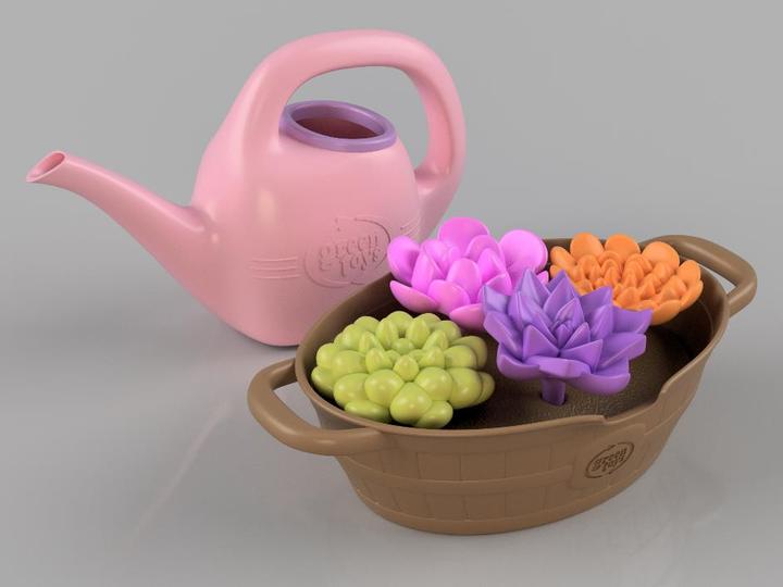Actual product image Green Toys Rainbow Bloom - Color-Changing Watering Can Activity Set (Pink)