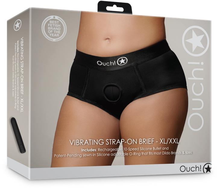 Actual product image Ouch! Vibrating Strap-on Brief - XL/XXL