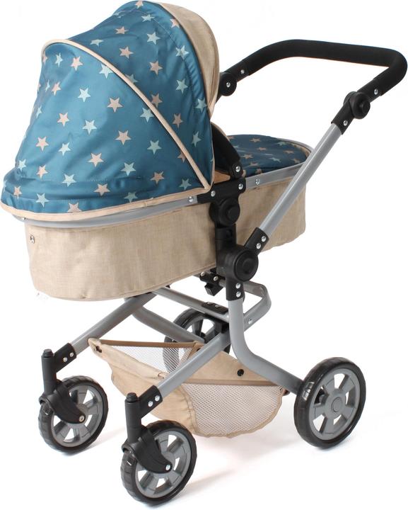 Actual product image Bayer Chic 2000® 2in1 Puppenwagen Mika – Sternchen beige-türkis – faltbar – höhenverstellbarer Griff