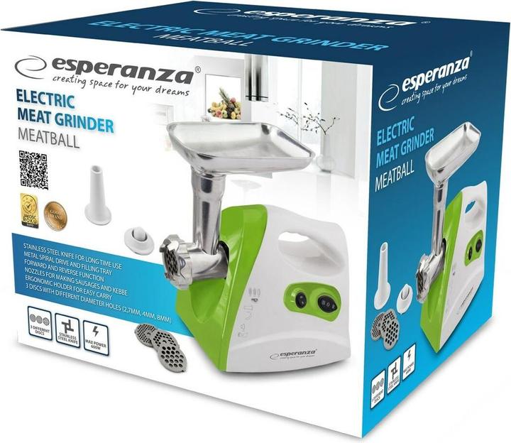 Actual product image Esperanza Shaver for grinding meat Meatball EKM012G (600W, green color, white)