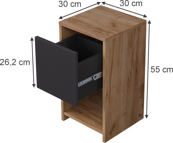 Produktbild Vicco Nachttisch Evo, Goldkraft Eiche/Anthrazit, 2er Set (30 x 55 x 30 cm)