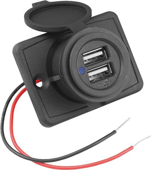 Image du produit Lasmex Chargeur encastré pour voiture/moto/bateau avec couvercle amovible : 2xUSB-A 5V/3,1Amax, entrée :