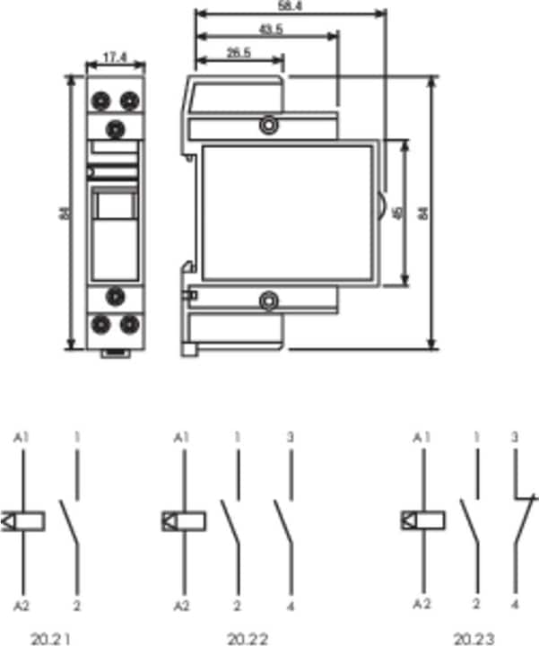 Immagine prodotto Finder Alimentazione 230VAC 20.21.8.230.4000 serie 20 per guida DIN 1S 16A 20.21.8.230.4000 (202182304000)