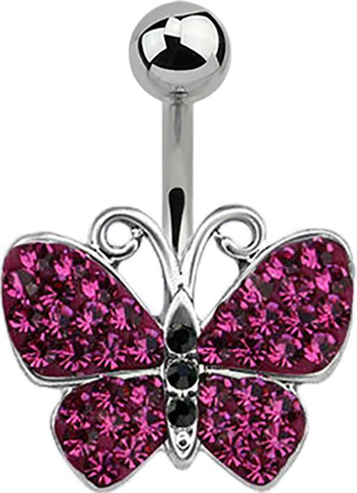 Immagine prodotto Star Piercing Banana argento farfalla fucsia (senza ottone, Acciaio chirurgico 316L)