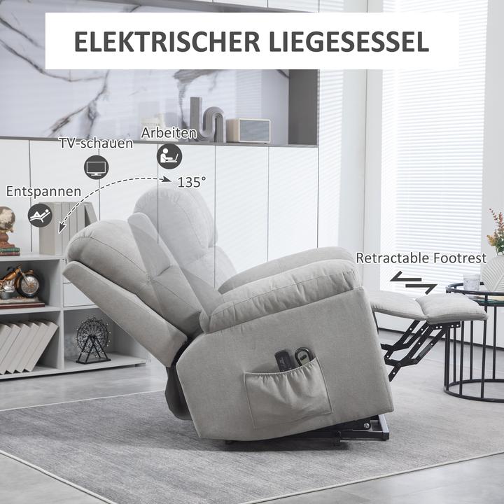 Produktbild Homcom Sessel mit Aufstehhilfe Polyester, Stahl Hellgrau