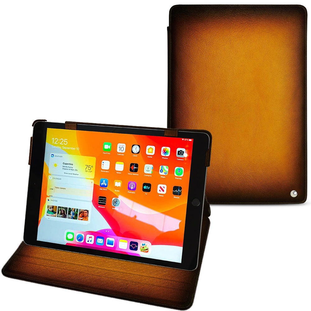 Noreve Lederschutzhülle horizontal (iPad 10.2 2019), Tablet Hülle, Gold