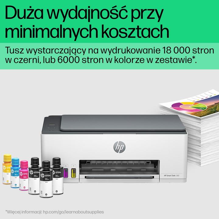 Actual product image HP Smart Tank 580 Printer Inkjet Colour MFP A4 22 ppm USB Wi-Fi Bluetooth (SPEC) (Colour)