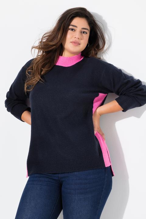 Produktbild Ulla Popken Pullover, Farbkontrast, Stehkragen, Langarm (58)