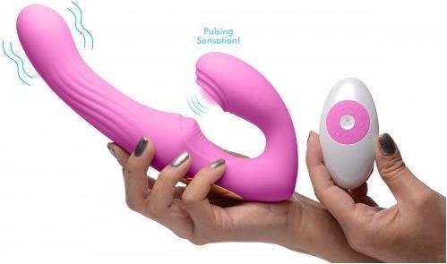 Produktbild XR Brands UPulse Vibrierender halterloser Strapon aus Silikon Rosa
