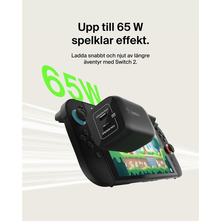 Immagine prodotto Belkin Gaming USB-C Ladegerät 65 Watt, GaN schwarz ENA007kqBK (65 W, 2 porte)