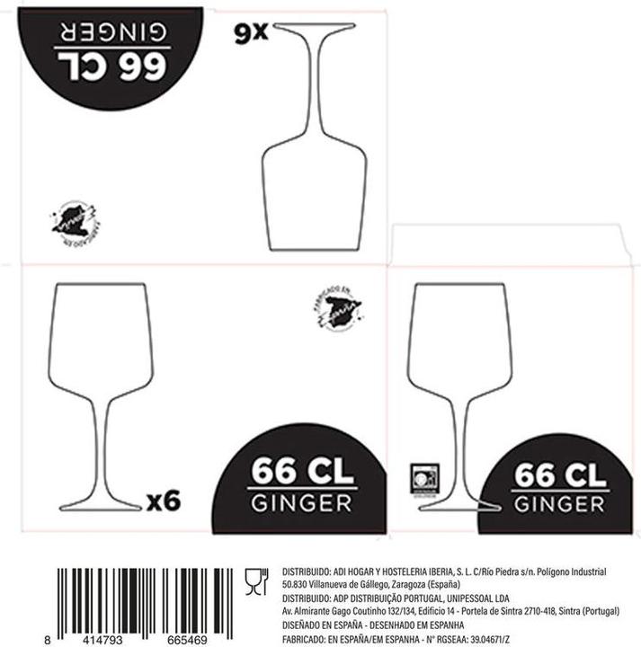 Immagine prodotto BigBuy Set di bicchieri da gin e tonic Bicchiere da zenzero 660 ml (0.66 l)