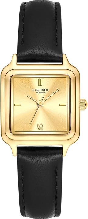 Actual product image Glanzstücke München Damen Quarzuhr gelbgold Echtleder schwarz - 38042 (32 mm)