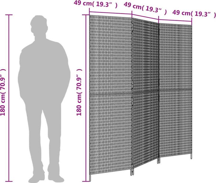 Actual product image vidaXL Screen 5-piece grey poly rattan,Colour: Grey,Material: Poly
