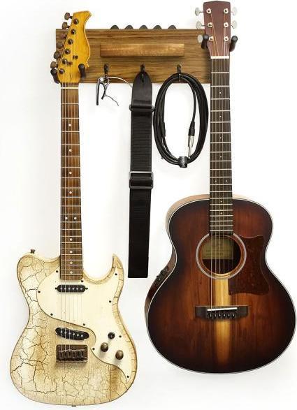 Produktbild keepdrum Gitarren-Wandhalterung Ebony für 2 Gitarren und Zubehör (E-Gitarre, Bass)
