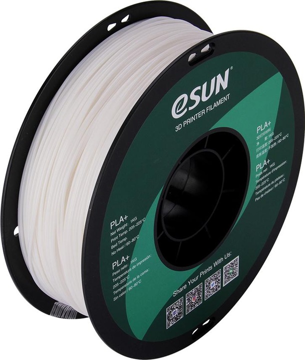 Image du produit eSUN Filament PLA+ 1.75mm Blanc 1Kg (PLA+ LECTURE, 1.75 mm, 1000 g, Blanc)