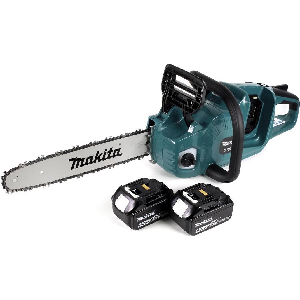 Makita, Kettensäge, DUC 355 G2 Akku Kettensäge 36V ( 2x18V ) Brushless 35 cm + 2x 6,0 Ah Akku - ohne Ladegerät (Akku Ket...