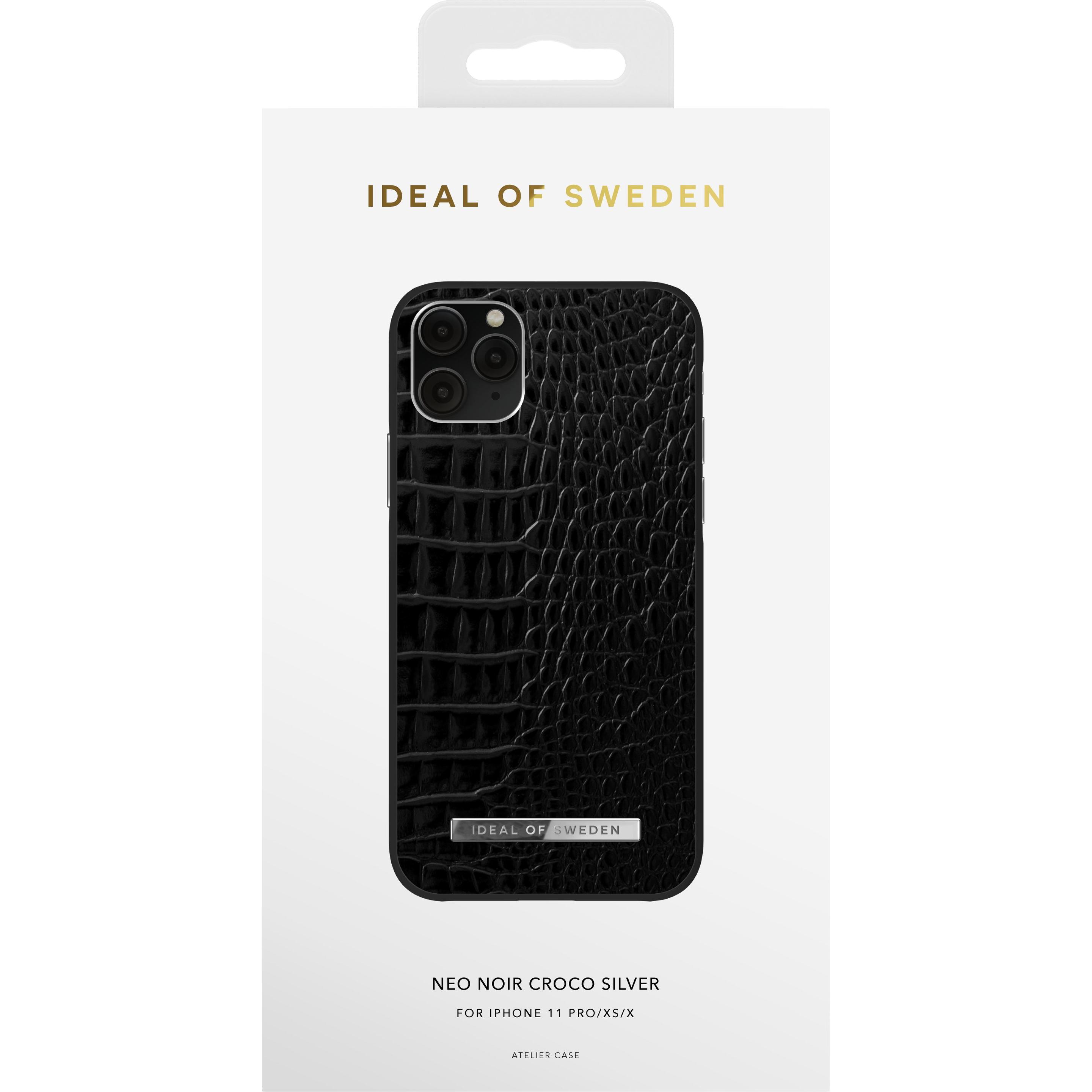 iDeal Of Sweden Designer Hard-Cover Neo Noir Croco Silver, Kopfhörertasche + Schutzhülle, Schwarz
