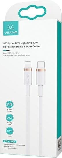 Produktbild Usams USB USB-C Cable - Lightning 1.2m White (SJ484USB02) (1.20 m, USB 3.2 Gen 2, 20 W)