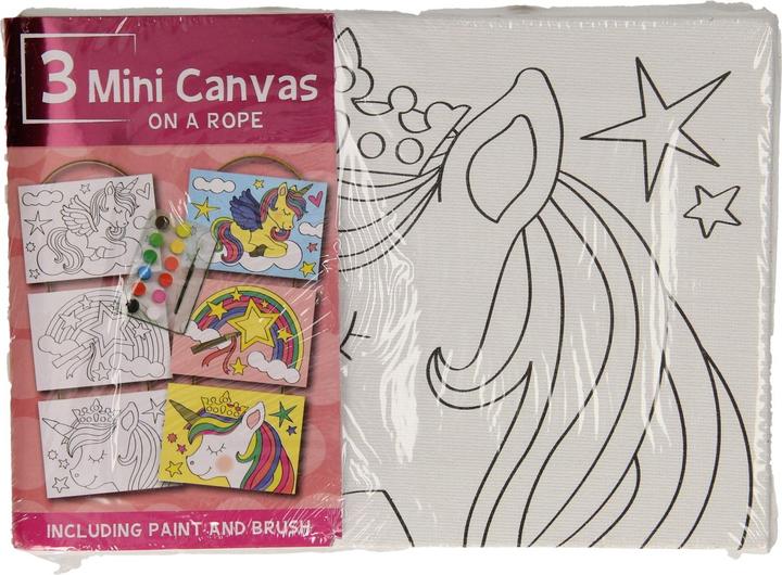 Produktbild Leinwand-Malset Einhorn, 3-teilig.