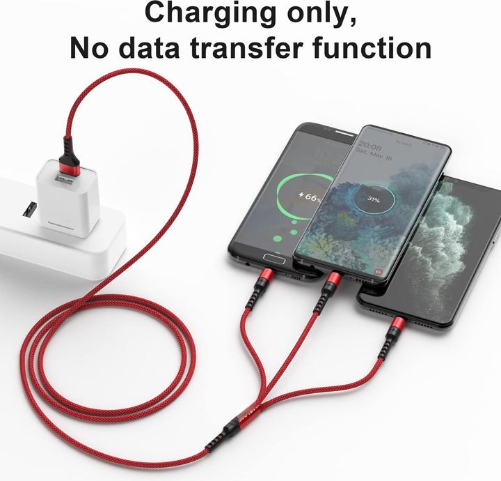 Image du produit Alopini Multi-USB-Kabel, 3-in-1-Universal-Ladekabel Nylon Mehrfach (1.20 m)
