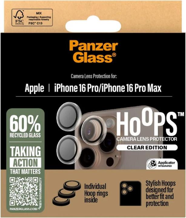 Immagine prodotto PanzerGlass Hoops Protezione trasparente per iPhone '24 6.3" Pro/ 6.9" Pro (1 Pezzo/i, Apple iPhone 16 Pro)