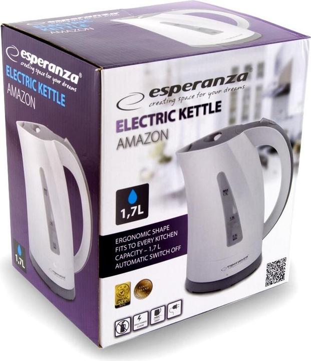 Image du produit Esperanza EKK022 electric kettle 1.7 L 2200 W Gray, White (1.70 l)