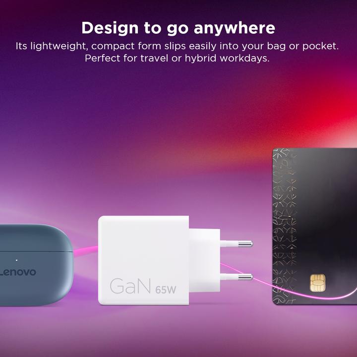 Actual product image Lenovo Dual USB-C 65W GaN Charger (65 W)