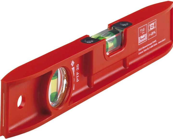 Actual product image Sola PTF25 - Nivel de burbuja torpedo de plástico (250 mm), Red (25 cm)