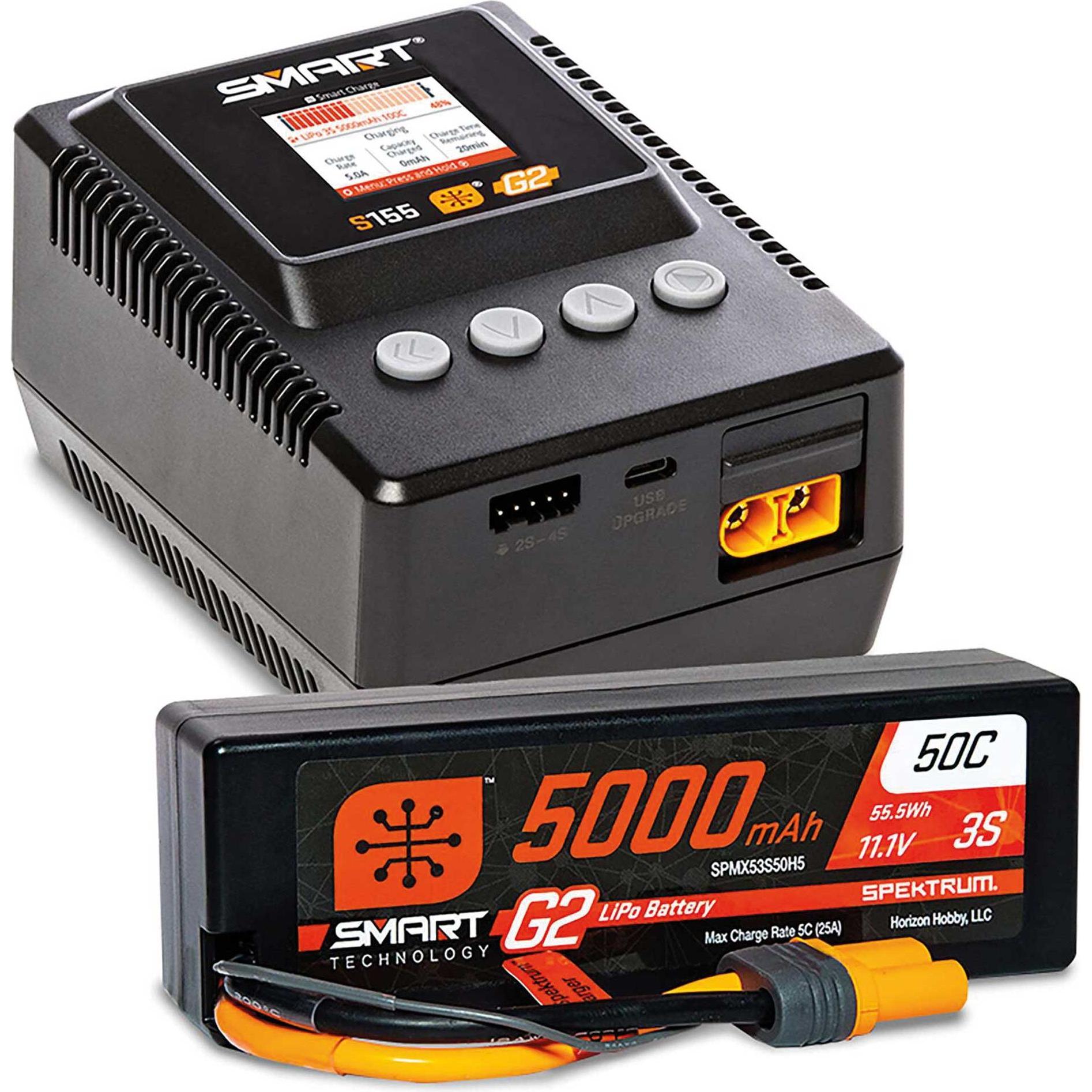 Spektrum Smart Powerstage Surface Bundle: 5000mAh 3S LiPo Battery / S155 Charger